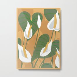 Anthurium Metal Print | Floral, Orange, Painting, Pattern, Tropical, Acrylic 