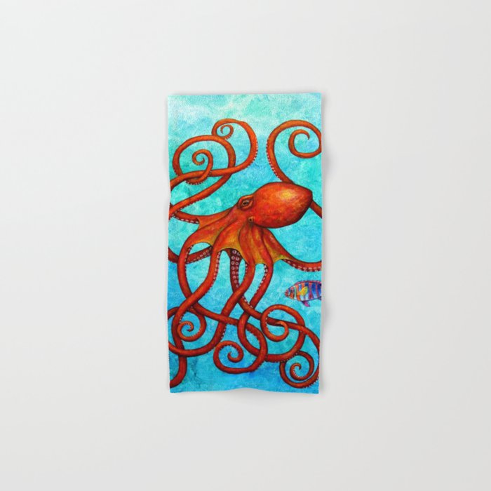 Distracted - Octopus and fish Hand & Bath Towel
