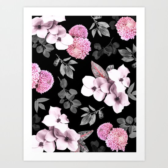 Night bloom - pink blush Art Print