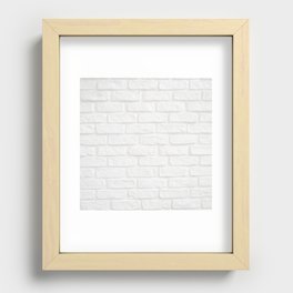 white washed brick wall  light white stone brick  Recessed Framed Print