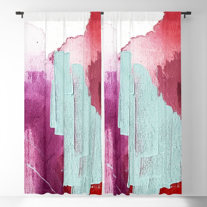 Desert Daydreams [3]: a colorful abstract mixed media piece in purple blue pinks and orange Blackout Curtain