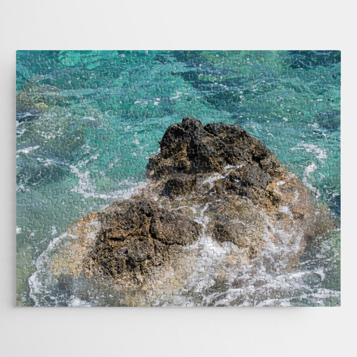 Azure Blue Sea And Volcanic Rock Jigsaw Puzzle