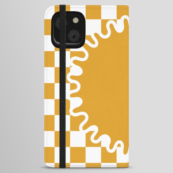 90s Checkerboard - Yellow 2 iPhone Wallet Case