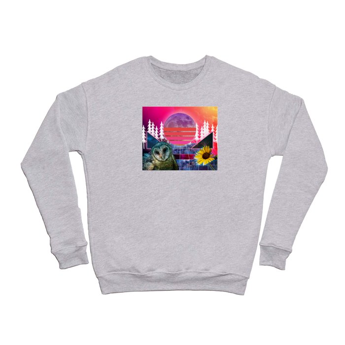 Vaporwave Celestial Owl Collage Crewneck Sweatshirt