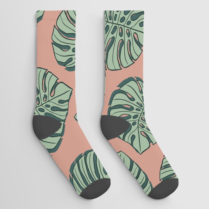 handdrawn palm leaves Socks