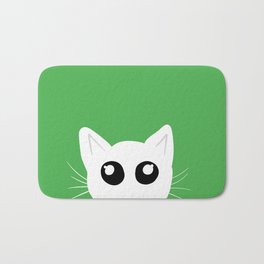 Peekaboo kitty cat Bath Mat | Cutekitten, Digital, Pet, Graphicdesign, Kitten, Surprise, Animal, Greenbackground, Bigeyes, Illustration 