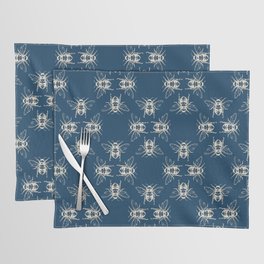 Nature Honey Bees Bumble Bee Pattern Blue Beige Placemat