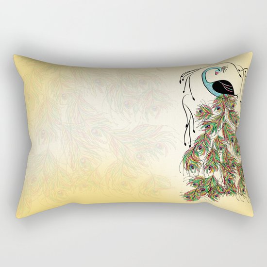 Vibrant Jungle Peacock Rectangular Pillow