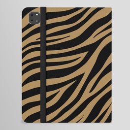 Black Zebra Animal Print on Gold iPad Folio Case