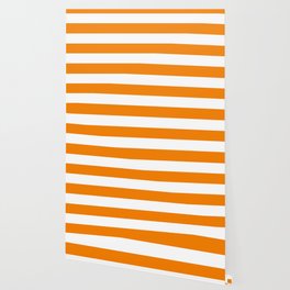 University of Tennessee Orange - solid color - white stripes pattern Wallpaper