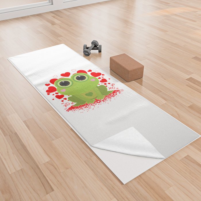 Valentine's Day Frog Yoga Towel