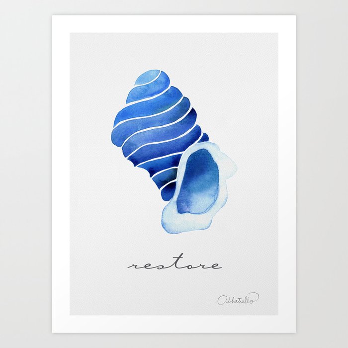 Shell - Restore - Blue Art Print