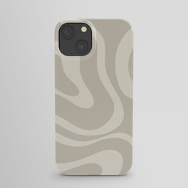 Modern Liquid Swirl Abstract Pattern in Mushroom Beige iPhone Case