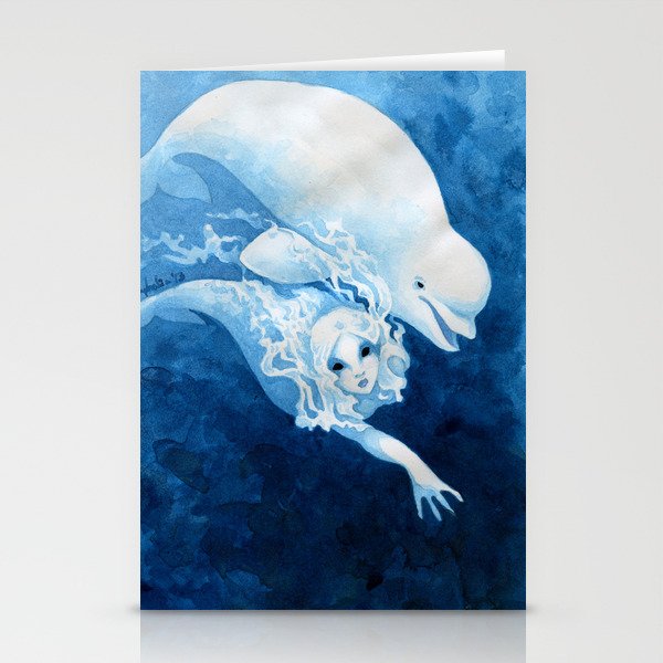 Beluga Mermaid Stationery Cards