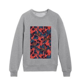 Mice and blackberries on dark green Kids Crewneck