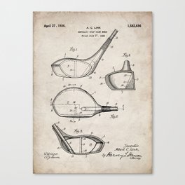 Golf Driver Patent - Golf Art - Antique Canvas Print