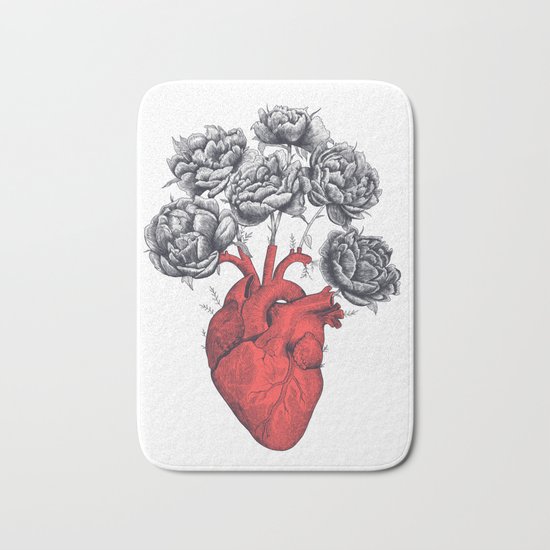 Heart with peonies Bath Mat