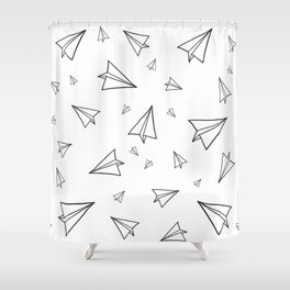 Paper Airplane Pattern | Line Drawing Shower Curtain