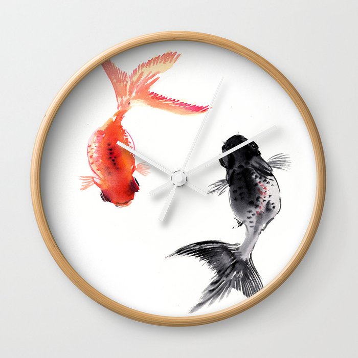 Two Koi Feng Shui Fish Art Wall Clock By Sureart Society6