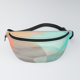 Shapes and Layers no.29 - Blue, Orange, Gray, abstract painting Fanny Pack