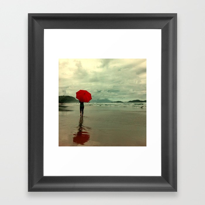 Rainy Beach  Framed Art Print