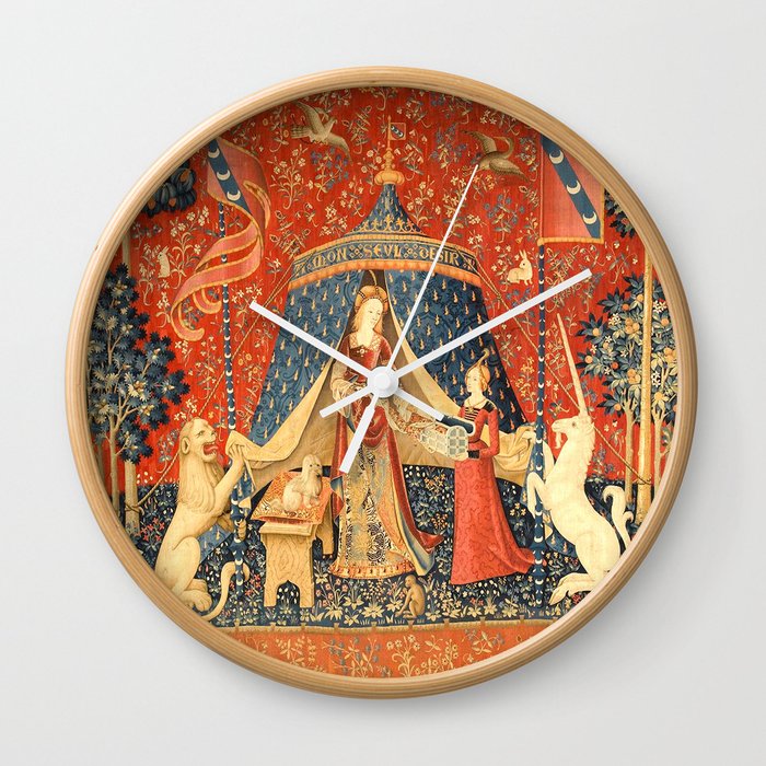 Lady and The Unicorn Medieval Tapestry Wall Clock