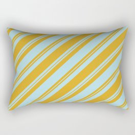 [ Thumbnail: Powder Blue and Goldenrod Colored Lined/Striped Pattern Rectangular Pillow ]