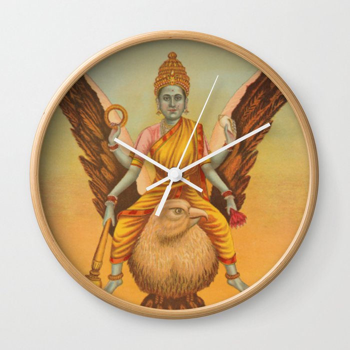 Sarasvati Godness On a Brown Spiritual Bird Wall Clock