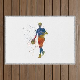 Basketball player in watercolor Outdoor Rug