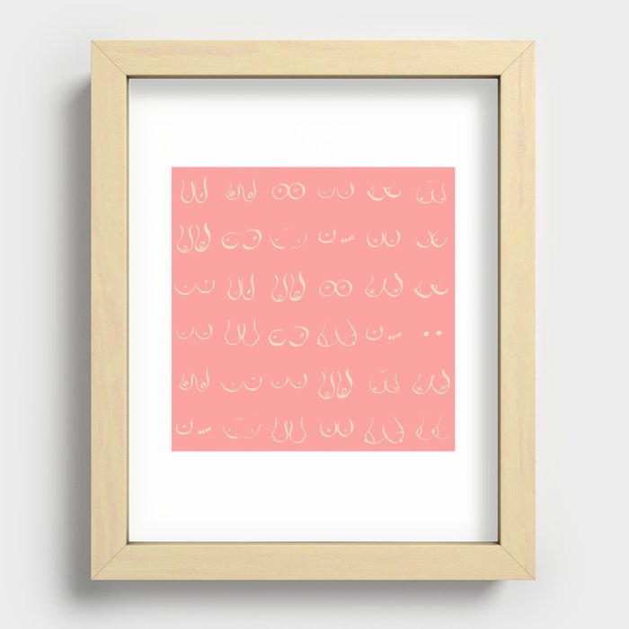 Peach Drawing of Boobs Recessed Framed Print