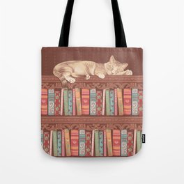 Cat in the library Tote Bag