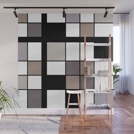 De Stijl Style Geometrical Art Taupe Wall Mural