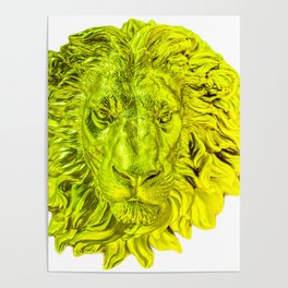 Golden Majestic Lion's Head Poster