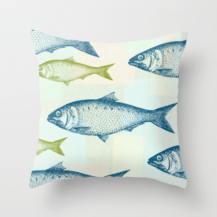 Vintage Fish Throw Pillow