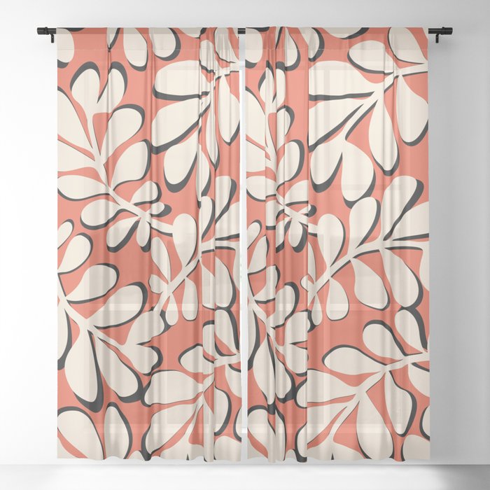 Mid Mod Cherry Red Pattern  Sheer Curtain