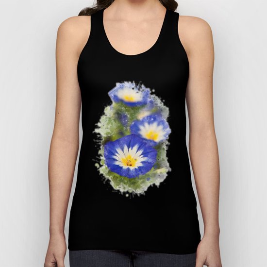 Watercolor Morning Glories Unisex Tank Top