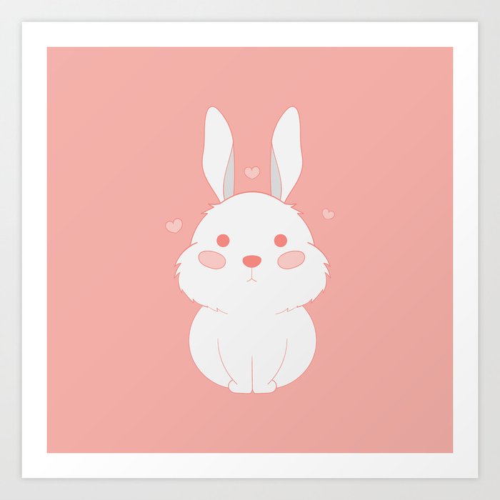 cute bunny with pink background Art Print