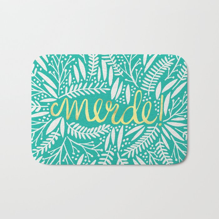 Pardon My French – Gold on Turquoise Bath Mat