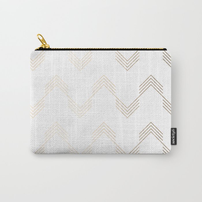 Simply Deconstructed Chevron White Gold Sands on White Carry-All Pouch