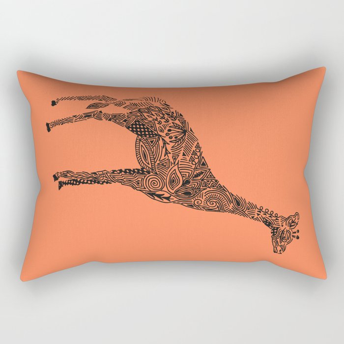 Designer Giraffe Coral Rectangular Pillow