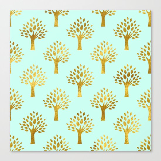 Mint Gold Foil 02 Canvas Print