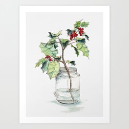Christmas Holly, Illustration Art Print