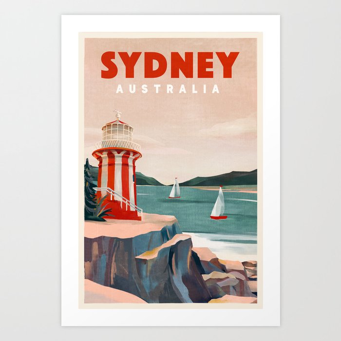 Sydney, Australia Vintage Travel Art Print