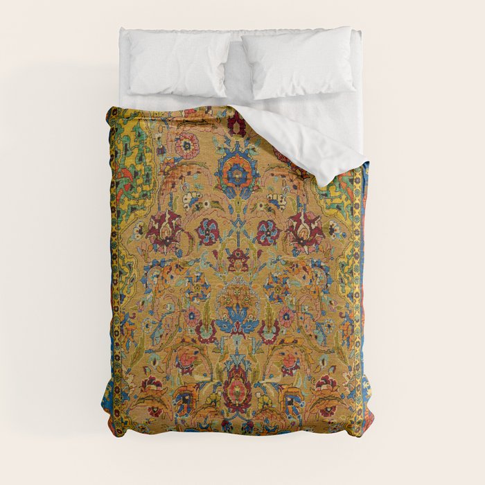 Hereke Vintage Persian Silk Rug Print Duvet Cover by Vicky Brago