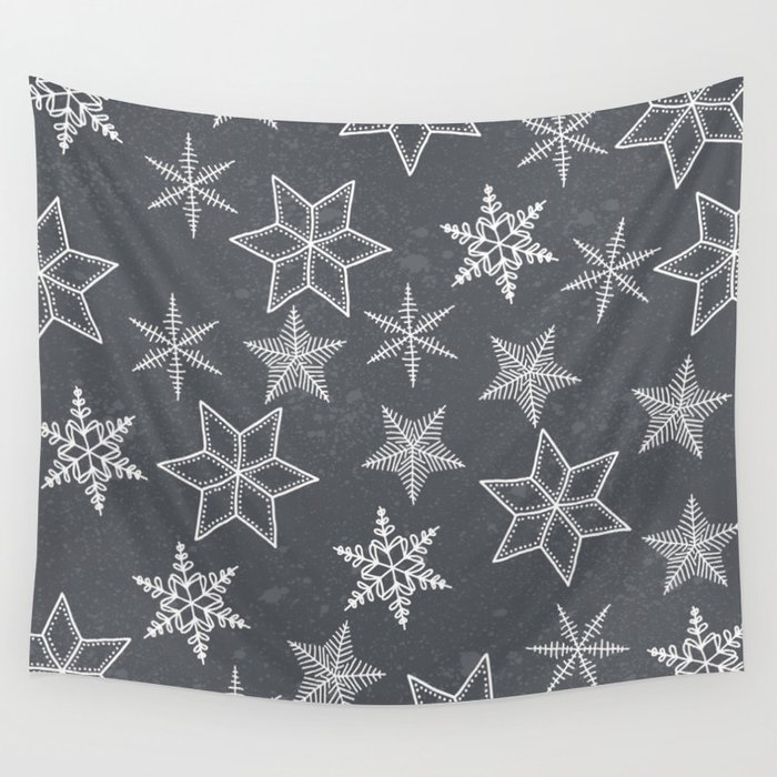 Snowflakes on grey background Wandbehang