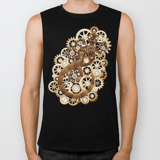 Steampunk Gecko Lizard Vintage Style Biker Tank