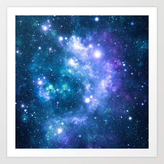 Violet Teal Galaxy Nebula Art Print