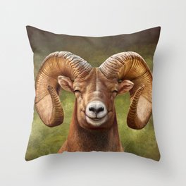 Smiling Bighorn Sheep 03 Throw Pillow