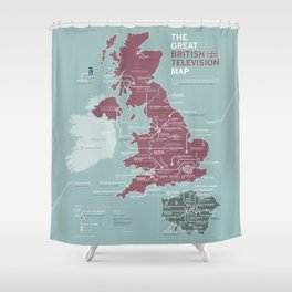 The Great British Television Map Shower Curtain