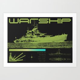 WARSHIP (Neon green) Art Print
